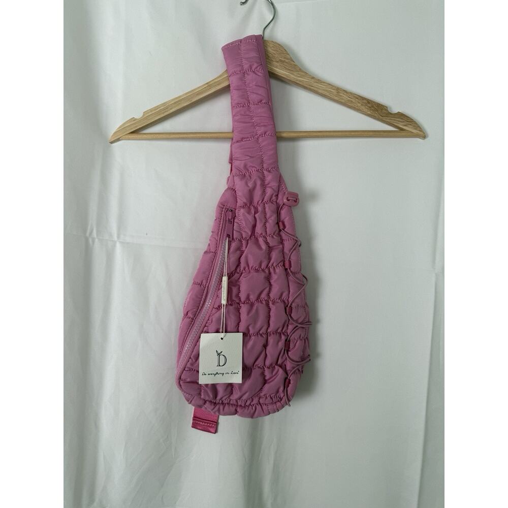 Pink Quilted Sling Bag by Do Everything in Love Adjustable Strap Crossbody